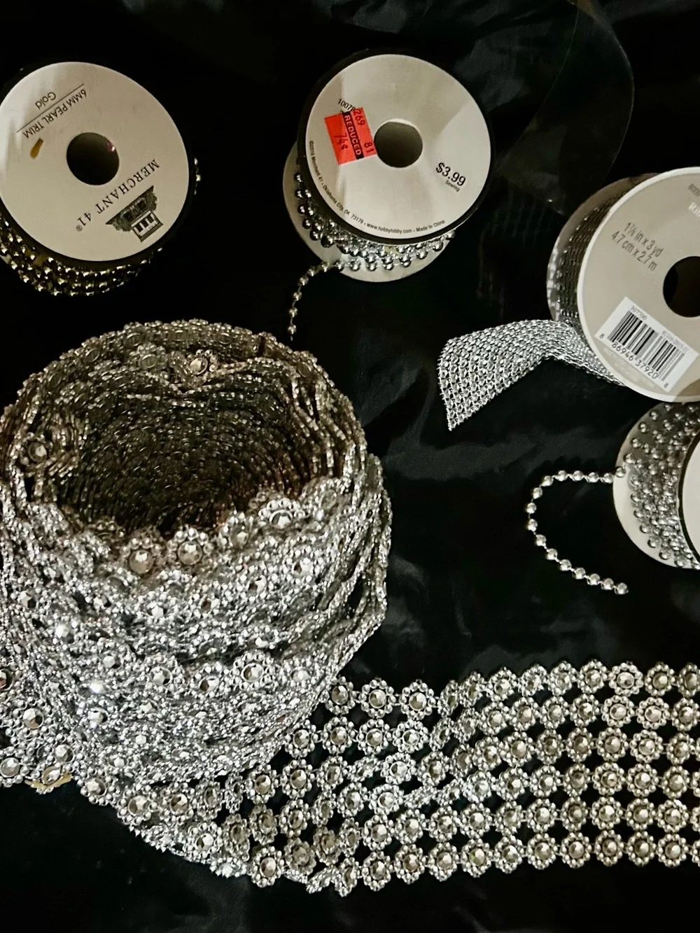Silver Crystal Mesh Ribbon - Decorative Women’s Accessory